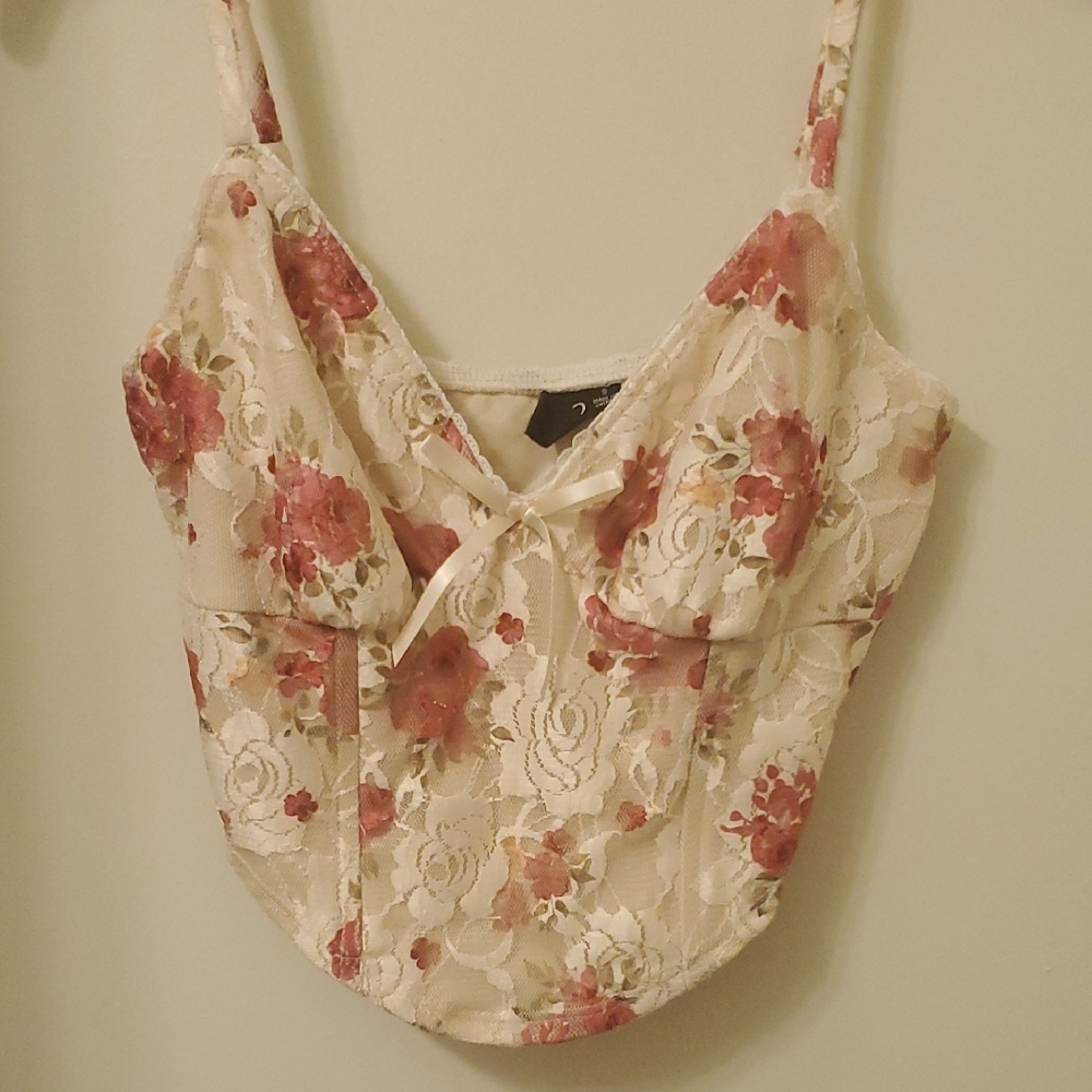 Windsor Floral Lace Camisole in Cream and Red